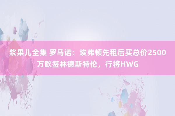 浆果儿全集 罗马诺：埃弗顿先租后买总价2500万欧签林德斯特伦，行将HWG