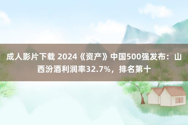 成人影片下载 2024《资产》中国500强发布：山西汾酒利润率32.7%，排名第十