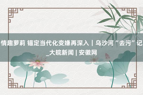 情趣萝莉 锚定当代化　变嫌再深入｜乌沙河“去污”记_大皖新闻 | 安徽网