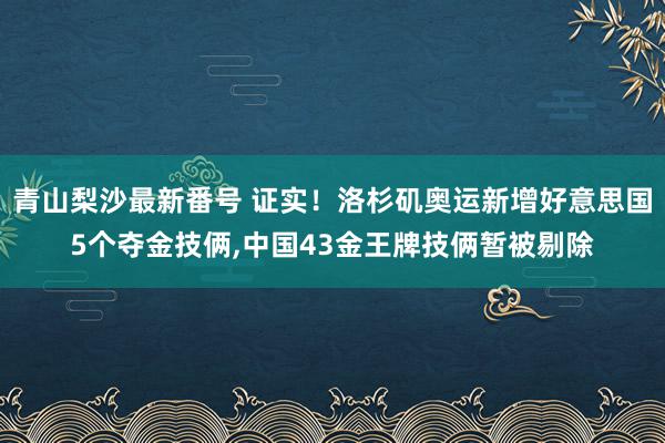 青山梨沙最新番号 证实！洛杉矶奥运新增好意思国5个夺金技俩,中国43金王牌技俩暂被剔除