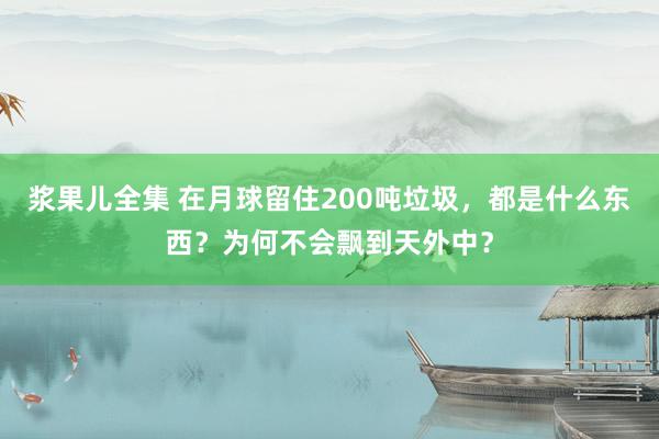 浆果儿全集 在月球留住200吨垃圾，都是什么东西？为何不会飘到天外中？