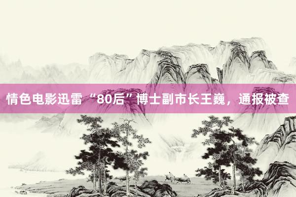 情色电影迅雷 “80后”博士副市长王巍，通报被查