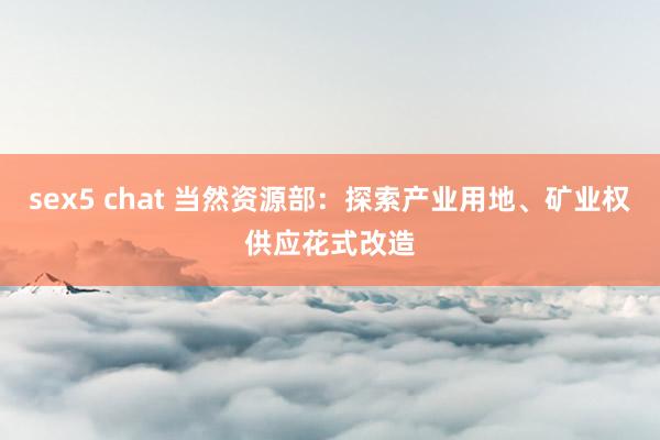 sex5 chat 当然资源部：探索产业用地、矿业权供应花式改造